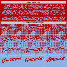 Load image into Gallery viewer, Custom Red Light Blue 3D Gradient Square Shape Performance Polo Shirt