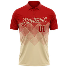 Load image into Gallery viewer, Custom Red Cream 3D Gradient Square Shape Performance Polo Shirt