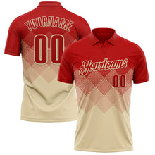 Load image into Gallery viewer, Custom Red Cream 3D Gradient Square Shape Performance Polo Shirt