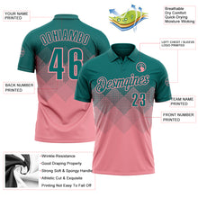 Load image into Gallery viewer, Custom Teal Medium Pink 3D Gradient Square Shape Performance Polo Shirt