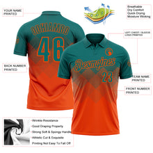 Load image into Gallery viewer, Custom Teal Orange 3D Gradient Square Shape Performance Polo Shirt