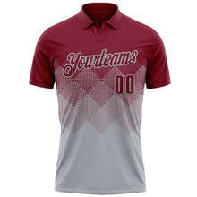 Load image into Gallery viewer, Custom Crimson Gray 3D Gradient Square Shape Performance Polo Shirt