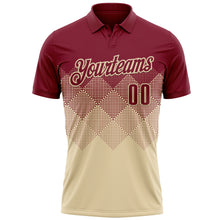 Load image into Gallery viewer, Custom Crimson Cream 3D Gradient Square Shape Performance Polo Shirt