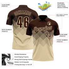 Load image into Gallery viewer, Custom Brown Cream 3D Gradient Square Shape Performance Polo Shirt