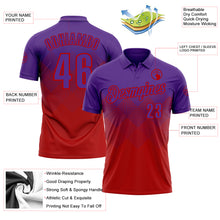 Load image into Gallery viewer, Custom Purple Red 3D Gradient Square Shape Performance Polo Shirt