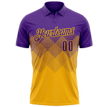 Load image into Gallery viewer, Custom Purple Gold 3D Gradient Square Shape Performance Polo Shirt