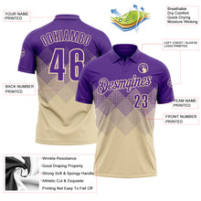 Load image into Gallery viewer, Custom Purple Cream 3D Gradient Square Shape Performance Polo Shirt