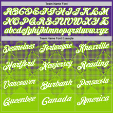 Load image into Gallery viewer, Custom Purple White-Neon Green 3D Gradient Square Shape Performance Polo Shirt