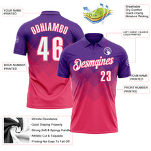 Load image into Gallery viewer, Custom Purple White-Neon Pink 3D Gradient Square Shape Performance Polo Shirt