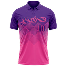 Load image into Gallery viewer, Custom Purple Pink 3D Gradient Square Shape Performance Polo Shirt