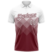 Load image into Gallery viewer, Custom White Burgundy 3D Gradient Square Shape Performance Polo Shirt