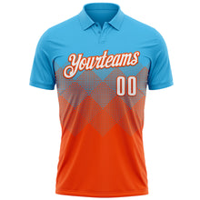 Load image into Gallery viewer, Custom Sky Blue White-Orange 3D Gradient Square Shape Performance Polo Shirt