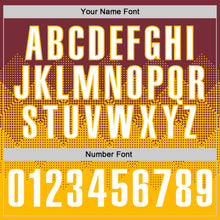 Load image into Gallery viewer, Custom Burgundy White-Gold 3D Gradient Square Shape Performance Polo Shirt