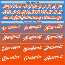 Load image into Gallery viewer, Custom Powder Blue White-Orange 3D Gradient Square Shape Performance Polo Shirt