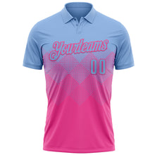 Load image into Gallery viewer, Custom Light Blue Pink 3D Gradient Square Shape Performance Polo Shirt
