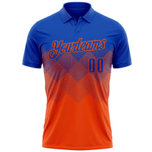 Load image into Gallery viewer, Custom Thunder Blue Orange 3D Gradient Square Shape Performance Polo Shirt