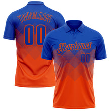 Load image into Gallery viewer, Custom Thunder Blue Orange 3D Gradient Square Shape Performance Polo Shirt
