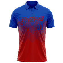 Load image into Gallery viewer, Custom Thunder Blue Red 3D Gradient Square Shape Performance Polo Shirt