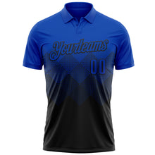Load image into Gallery viewer, Custom Thunder Blue Black 3D Gradient Square Shape Performance Polo Shirt
