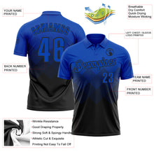 Load image into Gallery viewer, Custom Thunder Blue Black 3D Gradient Square Shape Performance Polo Shirt