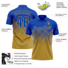 Load image into Gallery viewer, Custom Thunder Blue Old Gold 3D Gradient Square Shape Performance Polo Shirt