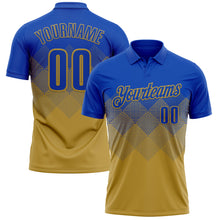 Load image into Gallery viewer, Custom Thunder Blue Old Gold 3D Gradient Square Shape Performance Polo Shirt