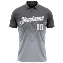 Load image into Gallery viewer, Custom Steel Gray White-Gray 3D Gradient Square Shape Performance Polo Shirt