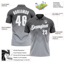 Load image into Gallery viewer, Custom Steel Gray White-Gray 3D Gradient Square Shape Performance Polo Shirt