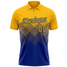 Load image into Gallery viewer, Custom Gold Royal 3D Gradient Square Shape Performance Polo Shirt