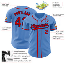 Load image into Gallery viewer, Custom Powder Blue Red-Navy Authentic Baseball Jersey