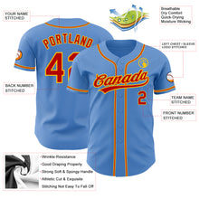 Load image into Gallery viewer, Custom Powder Blue Red-Gold Authentic Baseball Jersey