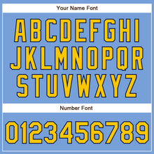 Load image into Gallery viewer, Custom Powder Blue Yellow-Navy Authentic Baseball Jersey