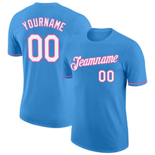 Load image into Gallery viewer, Custom Powder Blue White-Pink Performance T-Shirt
