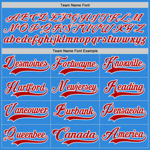 Load image into Gallery viewer, Custom Sky Blue Red-White Hockey Lace Neck Jersey