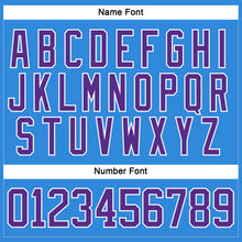 Load image into Gallery viewer, Custom Sky Blue Purple-White Hockey Lace Neck Jersey