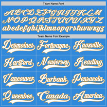 Load image into Gallery viewer, Custom Sky Blue White-Old Gold Hockey Lace Neck Jersey