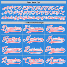 Load image into Gallery viewer, Custom Sky Blue Medium Pink-White Hockey Lace Neck Jersey