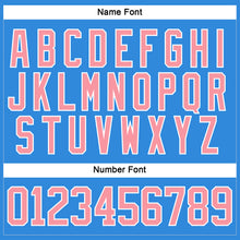 Load image into Gallery viewer, Custom Sky Blue Medium Pink-White Hockey Lace Neck Jersey