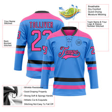 Load image into Gallery viewer, Custom Sky Blue Pink-Black Hockey Lace Neck Jersey