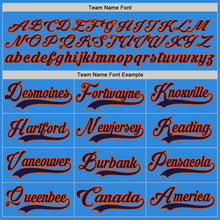 Load image into Gallery viewer, Custom Sky Blue Navy-Orange Hockey Lace Neck Jersey