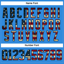 Load image into Gallery viewer, Custom Sky Blue Vintage USA Flag Black-Maroon Hockey Lace Neck Jersey