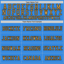 Load image into Gallery viewer, Custom Powder Blue Old Gold-Black Mesh Authentic Throwback Football Jersey