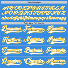 Load image into Gallery viewer, Custom Powder Blue White-Gold Hockey Jersey