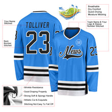 Load image into Gallery viewer, Custom Powder Blue Black-White Hockey Jersey