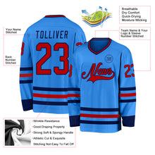 Load image into Gallery viewer, Custom Powder Blue Red-Navy Hockey Jersey