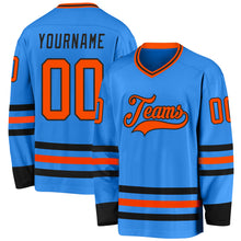 Load image into Gallery viewer, Custom Powder Blue Orange-Black Hockey Jersey