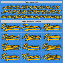 Load image into Gallery viewer, Custom Powder Blue Gold-Black Hockey Jersey