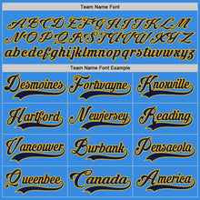 Load image into Gallery viewer, Custom Powder Blue Navy-Gold Hockey Jersey