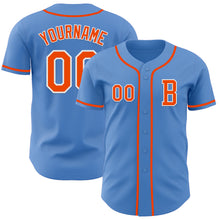 Load image into Gallery viewer, Custom Powder Blue Orange-White Authentic Baseball Jersey