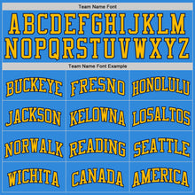Load image into Gallery viewer, Custom Powder Blue Navy-Gold Authentic Basketball Jersey